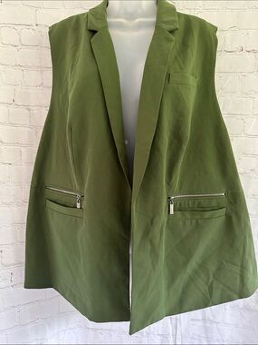 Ryan Wythe tailored lined Olive Green Sleeveless Blazer Vest size 2X